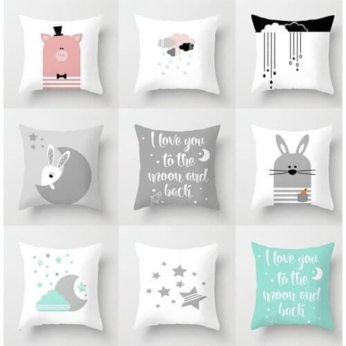 45*45cm INS Nordic Cushion Cover Cartoon Bear Cloud Rain Moon Star Throw Pillow Case Car Sofa Decorative Pillowcase Home Decor