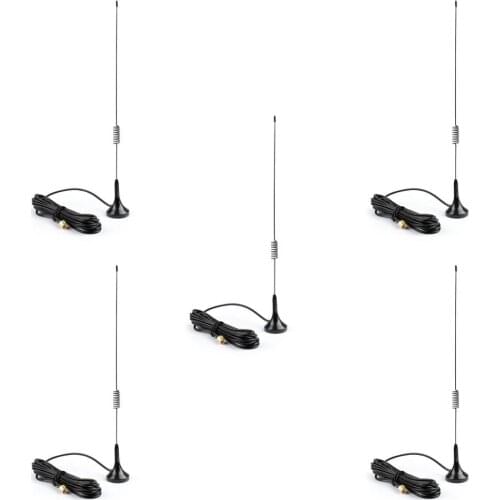 Artudatech 5Pcs UT-102 SMA-Male DUAL BAND Antenna with 300mm RG174 Cable For Baofeng UV3R For TYT THUV3R For Liton LT610 Radio