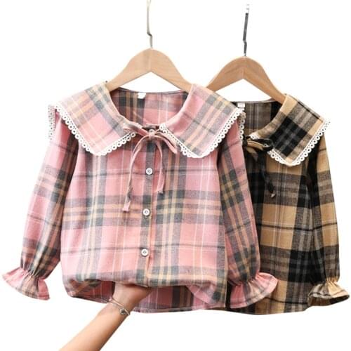 Big Girls Blouse Plaid Pattern Childrens Shirts For Girls Spring Autumn Childrens Blouse For Girls Teenage Clothes For Girls 6