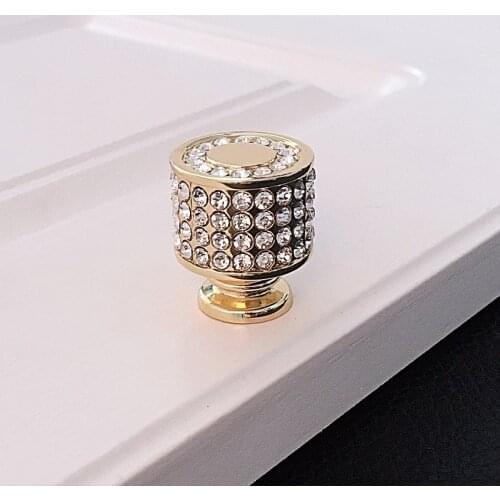 Zinc alloy kitchen furniture Cabinet knobs drawer knobs pull Gold handles crystal Handles for drawers furniture handle
