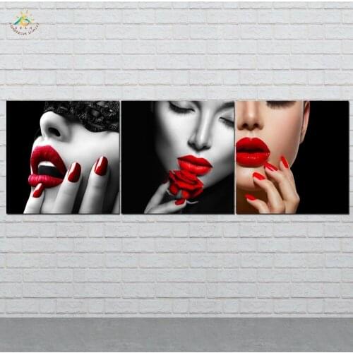 Picture And Poster Canvas Painting Modern Wall Art Print Pop Art Red Lips Ladies Wall Pictures For Living Room 3 PIECES