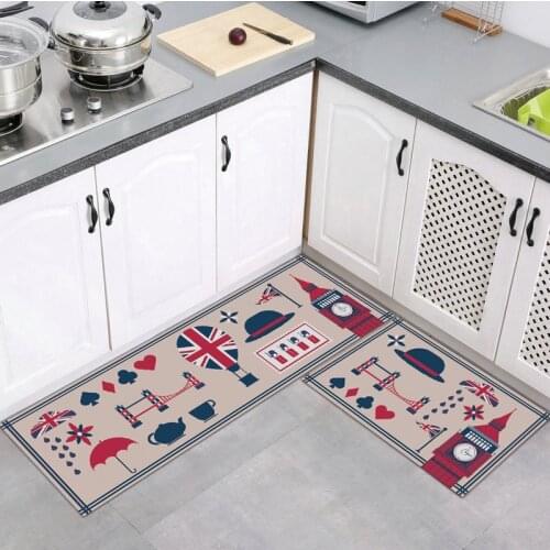 Retro British Style Kitchen Carpet Cheaper Anti-Slip Modern Living Room Balcony Area Rugs Entrance Doormat Home Bath Mat