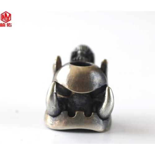 1PCS Half Orc Brass Paracord Bead DIY Knife Accessories Retro Keychain Pendant EDC Outdoor Survival Bracelet Knife Bead