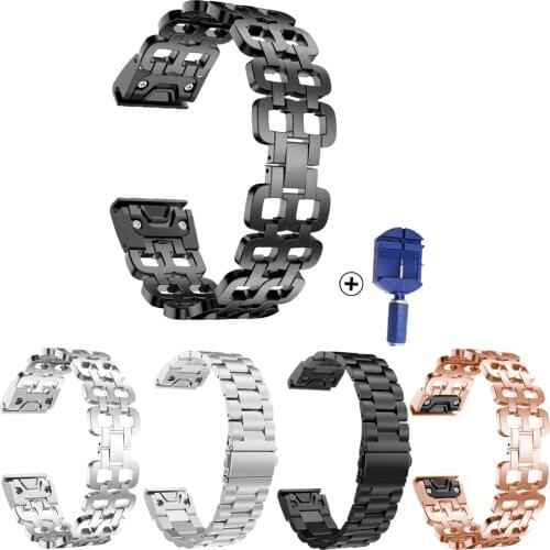 Hot 26mm Stainless Steel Strap Watchband for Garmin Fenix 3 HR /5X Plus/6X Pro/MK1 D2 Smart Bracelet Band Replacement Wristband