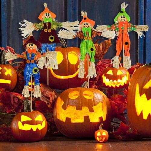 1pc Thanksgiving Decoration Small Autumn Fall Harvest Scarecrow for Garden Home Yard Halloween Party Favor Supplies Random Style