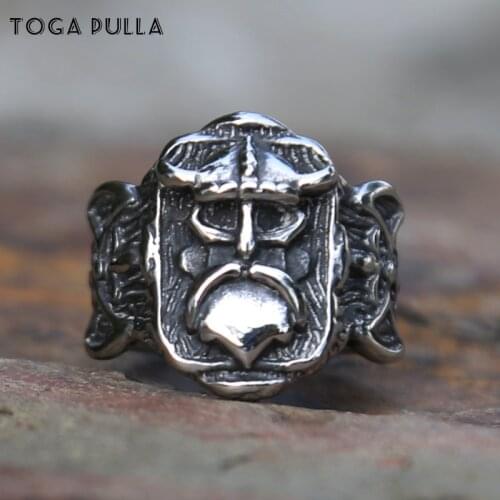 Retro Silver Color Mens Viking Rings Cool Stainless Steel Mens Nordic Ring Vintage Celtics Ax Warrior Norse Jewelry For Him