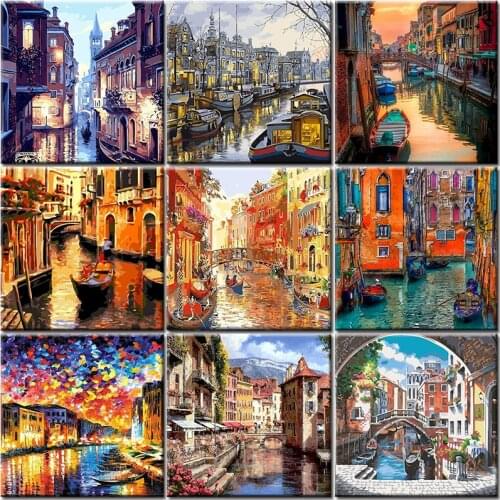 Venice City Landscape Diy Oil Painting By Numbers Acrylic Paint Coloring By Numbers Adults Wall Art Picture For Home Decor Gift