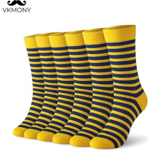 Cotton socks men stripe pattern man 3 size socks 6pairs/lot (EU 39-46) (US 7.0-12.0) VKMONY