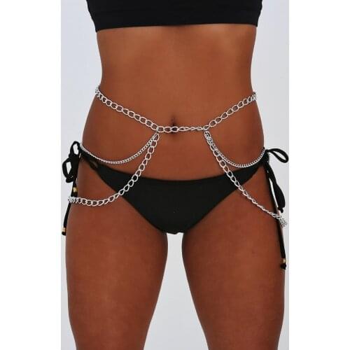 Punk Gold Silver Color Multilayer Chain Female Belly Chain Sexy Fashion Beach Bikini Waist Chain For Women Jewelry