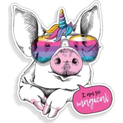 Glasses pig unicorn rainbow sticker magic car cup notebook personality modification computer window bumper wall door decal