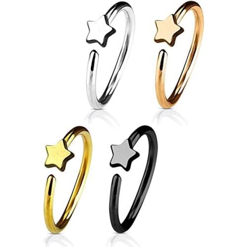 1Pcs New Style Stainless Steel Nose Piercing Body Jewelry Nose Hoop Nostril Nose Ring Tiny Stars Helix Cartilage Tragus Earring