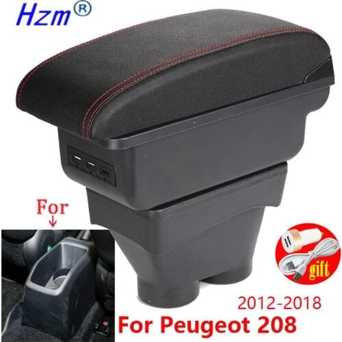For Peugeot 208 Armrest Box 2012-2018 Storage box Car Holder Ashtray Interior accessories Retrofit parts USB 2017 2016 2015