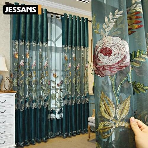 Simple European-style Curtains Living Room Bedroom Balcony Embroidered Window Screen Fabric Curtains