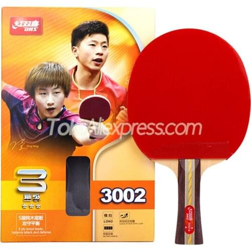 DHS 3 Star Table Tennis Racket (3002, 3006) with Rubber (PF4-1) Original DHS 3-STAR Ping Pong Bat