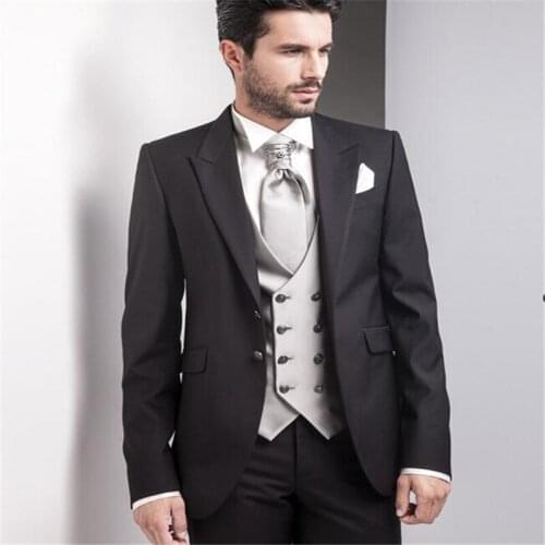 3 Piece Slim Fit Black Men Formal Suit Custom Groom Tuxedo Wedding Men Suit Prom Wedding Men High End Suit Set