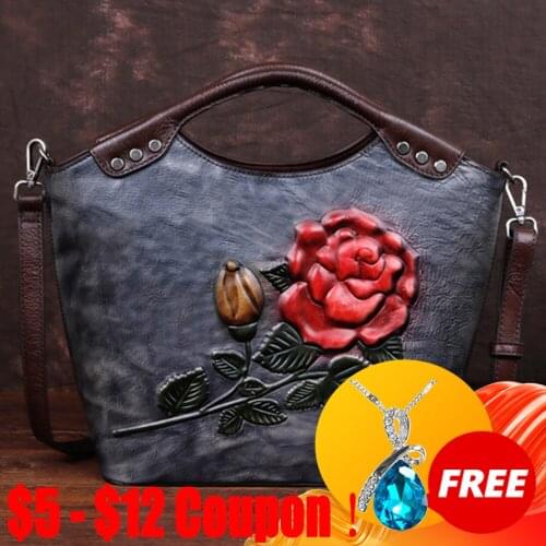 CGA Leisure Genuine Leather Luxury Handbags For Women 2021 New Retro Handmade Large Capacity Cowhide Shoulder & Crossbody Bags