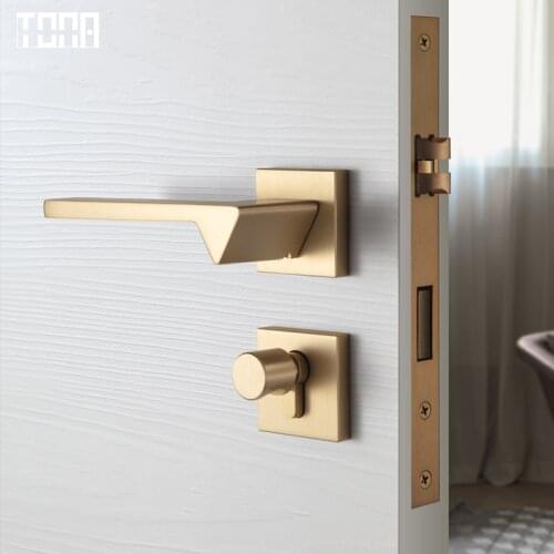 TONA Modern Copper Interior Door Lock Bedroom Lock Luxury Bathroom Lock Villa Wooden Door Handle Mute Gate Lock Door Hardware