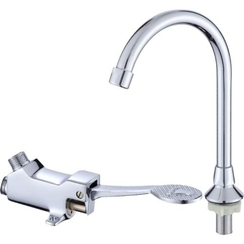 Valve Faucet Foot Pedal Control Kitchen Sink Water Tap Vertical Basin Switch