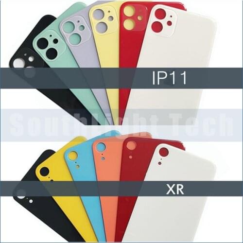 Grade AAA+++ Big Hole Back Cover Glass For iphone XR 11 12 12mini Back Glass Cover Battery Housing Door Replacement With Logo