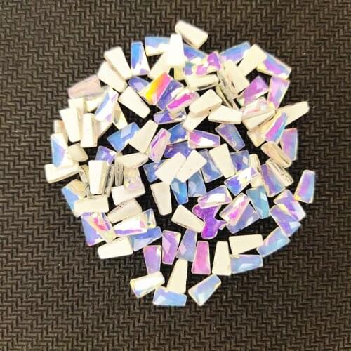 Jelly Trapezoid 3x6mm Crystal AB Luminous Nail Art Rhinestone Decorations Strass Fluorescence Nail Art Gems DIy Accessories