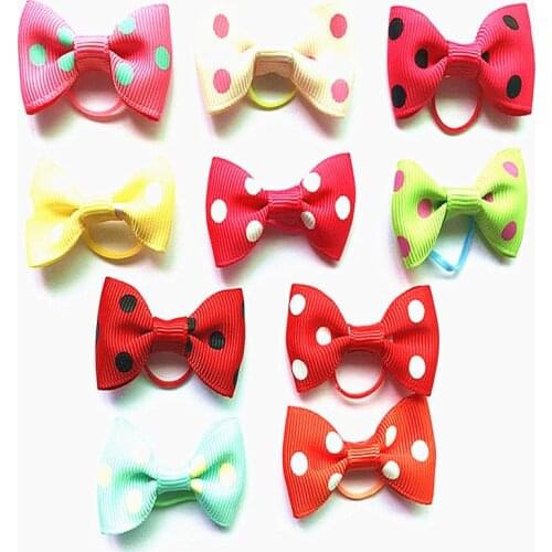 10PCS Handmade Cute Pet Dog Bow Loverly Bowknot Dog Ties For Puppy Dogs Accessories With Rubber Bands Cute Pet Headwear Grooming