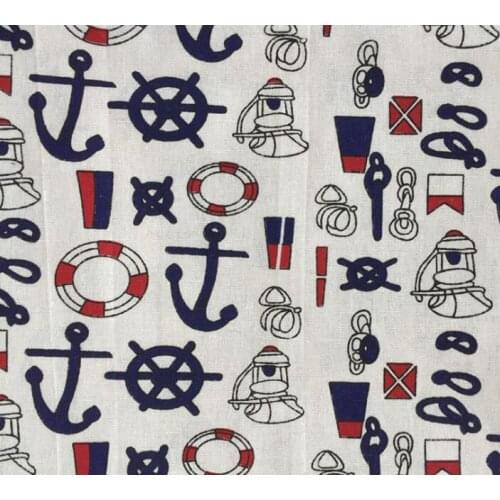 150cm X 50cm Simple ship anchors pattern fabric linen cotton printed fabric for sofa/decorative cloth/tablecloth/cushions