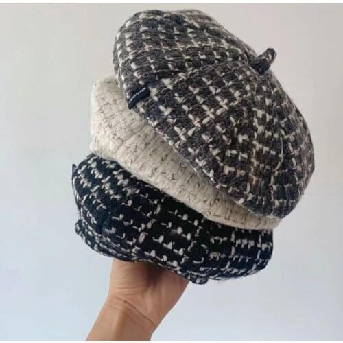 2021 college style thick line children pumpkin hat autumn and winter woolen material to keep warm shape baby fashion beret