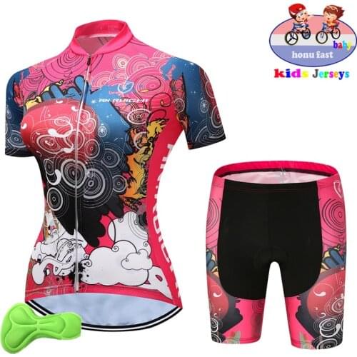 2021 Kids Breathable Cycling Jersey Set Girls Short Sleeve Summer Cycling Clothing Ropa Ciclismo Child Bicycle Wear Sports Suit