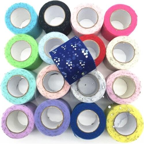 Tulle Roll 25 Yards/roll 5cm Glitter Sequin Wedding Decoration Tulle Fabric Tutu Dress DIY Organza Baby Shower Party Supplies
