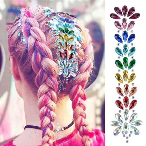 2020 New Design Crystals Body Jewels Sticker Rainbow Face Hair Body Gems Tattoo Pink Blue For Party