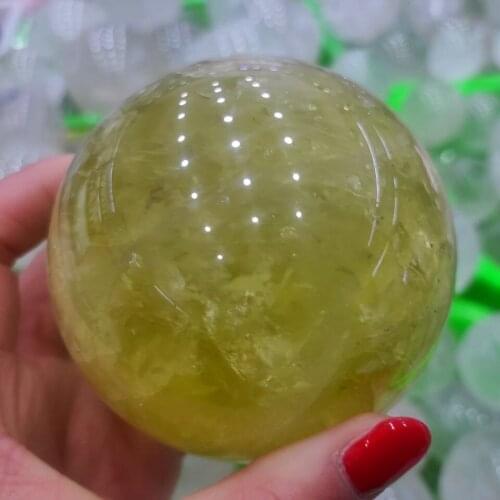 9-10cm Natural citrine Crystal sphere yellow quartz gemstone ball Reiki healing