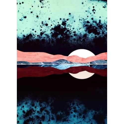 Abstract Canvas Painting Night Space Moon Printing On Wall Landscape Room Poster Wall Picture For Living Room Unframe Home Decor