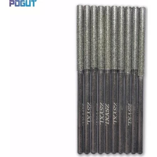 Length 70mm 3mm Diamond Cylindrical Burs Set DREMEL 3mm Shank Rotary Tool Drill Bit for grinding jade, stone, marble, glass