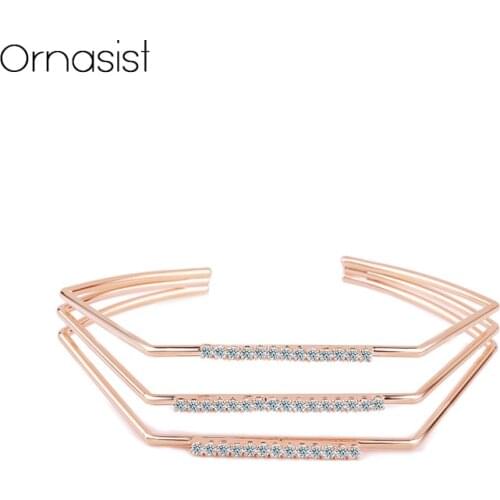 Exaggerated Geometric Opening Bracelet Fashion Zircon Cuff Bracelet & Bangles Femme Pulseras Mujer Jewelry Gift Crystal Bangles