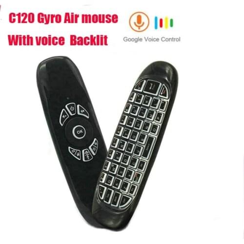 C120 Voice Remote Control 6-Axis Gyro Air mouse QWERTY keyboard IR learning 2.4G Wireless Recharge Backlight For Android TV Box