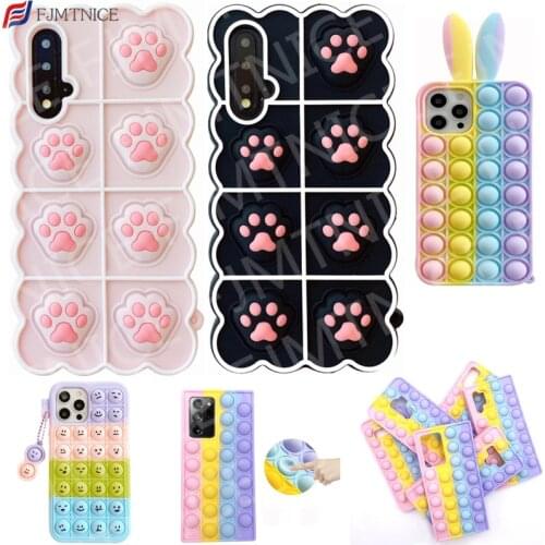 For Xiaomi Redmi Note 10 9 8 Pro Case Relieve Stress Pop Fidget Toys Bubble Soft Silicone Funda Mi 11 10 9 9T Poco X3 Pro F3 M3