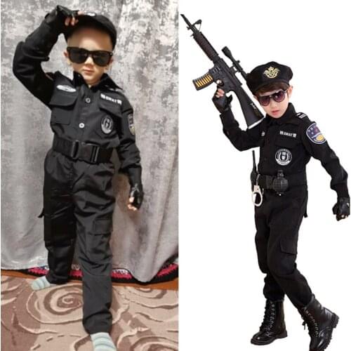 Kids Anime Cosplay Costume Special Policemen Uniform Halloween Carnival Party Children Gift for Kids Boys Girls Clothing and Toy