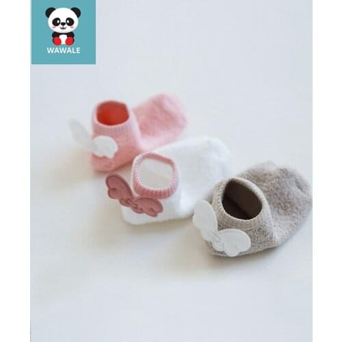 Boys Baby Girls Socks Floor Angel Wing Infant First Walkers Bed Footwear Kids Sock Anti-Slippery 0-3Years Cute Stretch Toddler