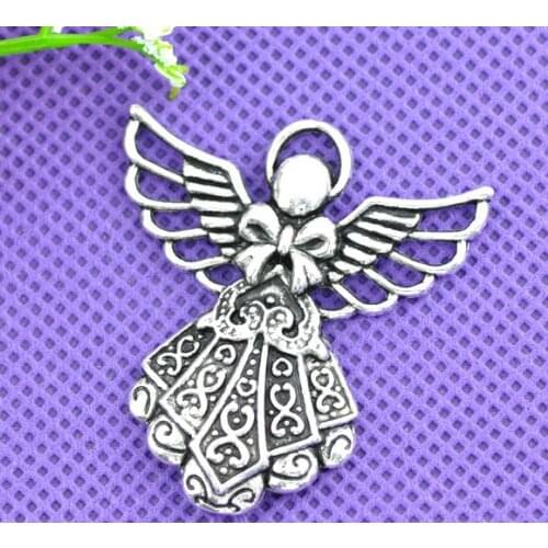 DoreenBeads 10 Silver Color Angel Charms Pendants 42x39mm (B07779), yiwu