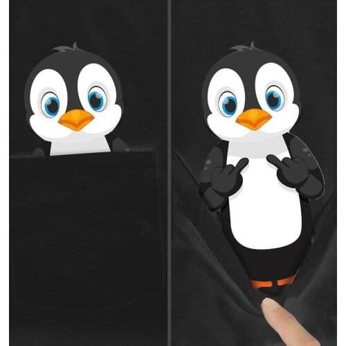 2020 New Mens T Shirt Fashion Brand pocket Cotton Short sleeve penguin Cartoon print t-shirt tops funny Harajuku Casual tees