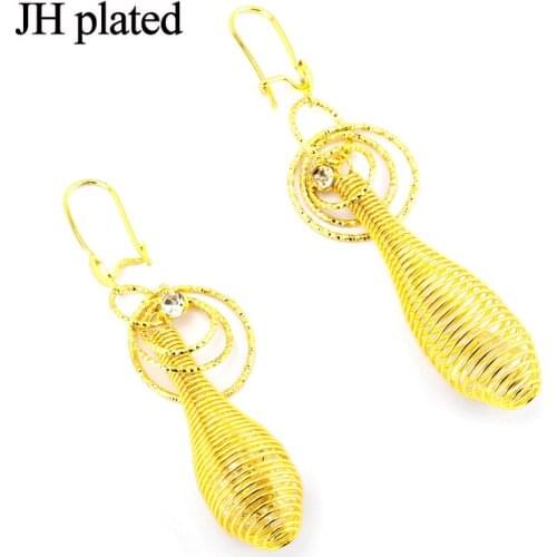 JHplated Africa Earrings for Women Gold color Indonesia,Nigeria,Congo,arab,Middle east Ethiopian Fashion Jewelry Girl GIFT