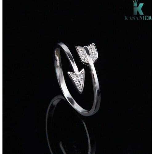 KASANIER Cupids arrow Channel Setting Zircon Fashion 925 Sterling Silver Ring Hollow Open Adjustable Ring Engagement Rings