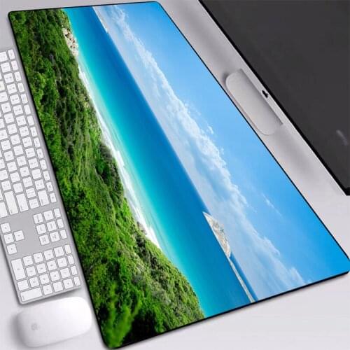 Green Grass Blue Sea White Cloud Mat Pads Big Professional Eco-friendly Natural Rubber Desk Mat Mouse-pads Keyboards Pad 90x40cm