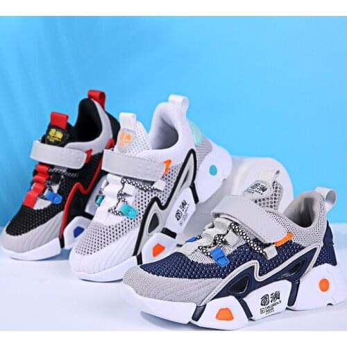 New 2021 Breathable Mesh Childrens Shoes for Men and Women Sports Leisure Shoes Classic Black Red Kids Sneakers Big Size 40