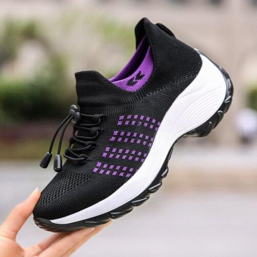Women Platform Flat Shoes Casual Autumn Breathable Mesh Walking Running Spring Ladies Laces for Sock Sneakers Zapatillas Mujer
