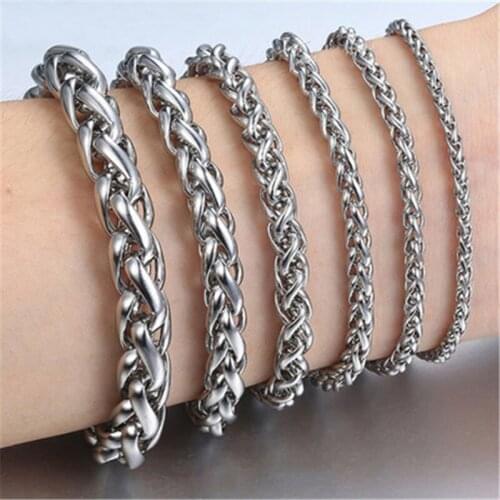 Fashion Silver Men Flower Basket Chain Keel Chain Bracelet Stainless steel Bracelets Men Women Link Wristband Multi-size Jewelry