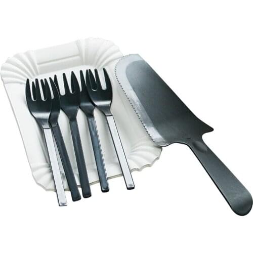 GRUITER Birthday Cake Tableware Disposable Plastic Knife And Fork Tray Set Kitchen Food Grade Bakery DIY Party 2Set For 22PCS