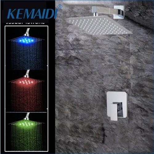 KEMAIDI 8 12 16 Inch Wall Mounted Rain Shower Set Luxury Square Shower Head Shower Set Shower Chrome Finished Wall Mounted