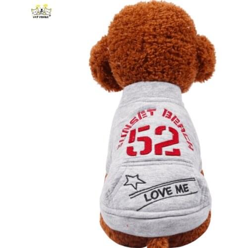 New Fashion Warm Pet Dog Cotton Coat Autumn And Winter Teddy Pomeranian Digital Decorative Pocket Crew Neck Shirt