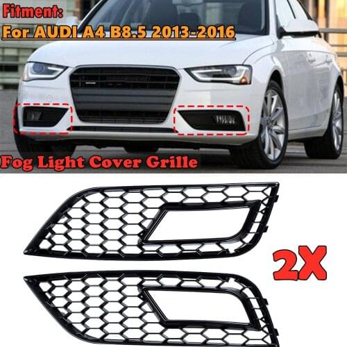 A Pair RS4 Style Front Bumper Lower Grille Fog Light Grill Honeycomb Mesh For AUDI A4 B8.5 2013-2016 Fog Lamp Grill